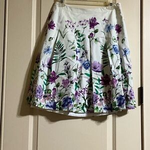 Talbots Floral A-Line Skirt - White and Purple